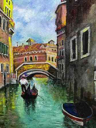 Купить картину маслом "Романтика Венеции", красивый пейзаж, заказать картину недорого Донецк