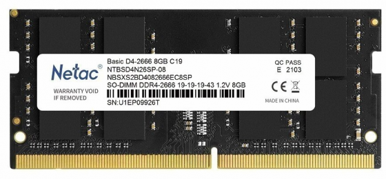 Оперативная память So-Dimm Ddr4 Netac 8гб 2666 мгц Cl19 (Ntbsd4n26sp-08) (арт-6054) Макеевка