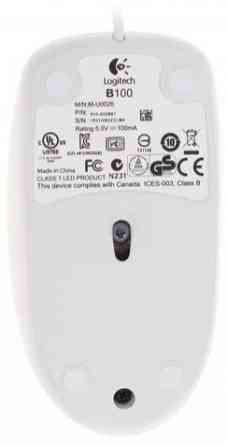 Мышь проводная Logitech B100 910-003360, 800dpi, белый (арт-7139) Макеевка