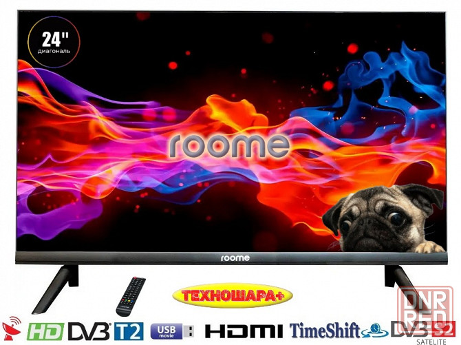 24" тв ROOME 24H423N. ТюнерТ2|USB|Спутник|Безрамочный Донецк - изображение 1