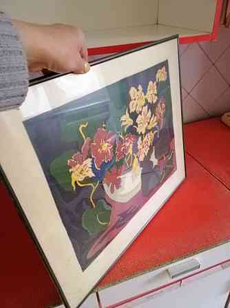 Продам картину линогравюра "настурции" ссср Донецк