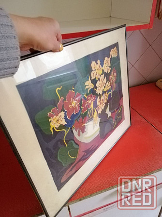 Продам картину линогравюра "настурции" ссср Донецк - изображение 2