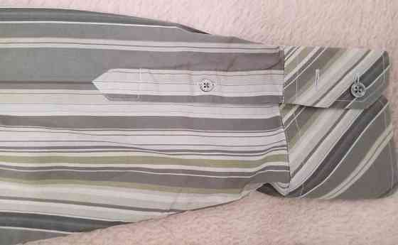 Рубашка мужская Tom Tailor, б/у, серая в полоску, хлопок 100%, размер L (ок. 54), хорошее состояние Донецк