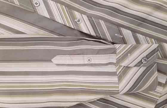 Рубашка мужская Tom Tailor, б/у, серая в полоску, хлопок 100%, размер L (ок. 54), хорошее состояние Донецк