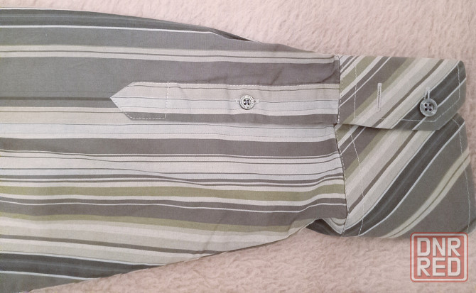 Рубашка мужская Tom Tailor, б/у, серая в полоску, хлопок 100%, размер L (ок. 54), хорошее состояние Донецк - изображение 5