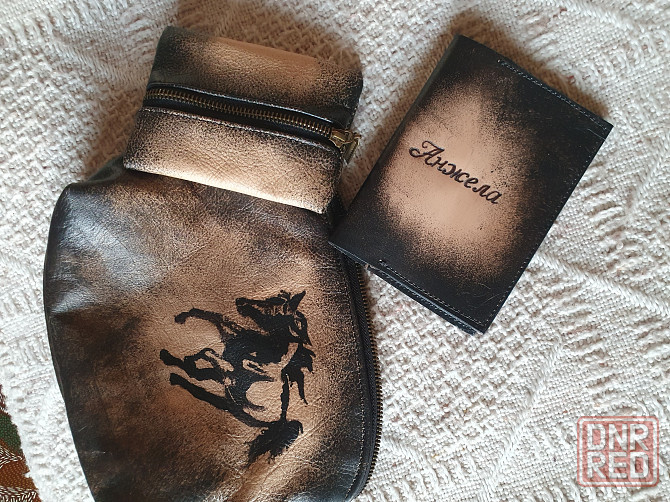 Косметичка кожаная, ключница, обложка на паспорт - ручная работа Донецк - изображение 3