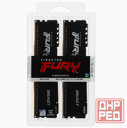 Оперативная память Kingston Kf432c16bb1k2/32wp, 32gb (2x16gb) 3200mt/S Ddr4 Cl16 Dimm, черный (арт-1 Донецк - изображение 3