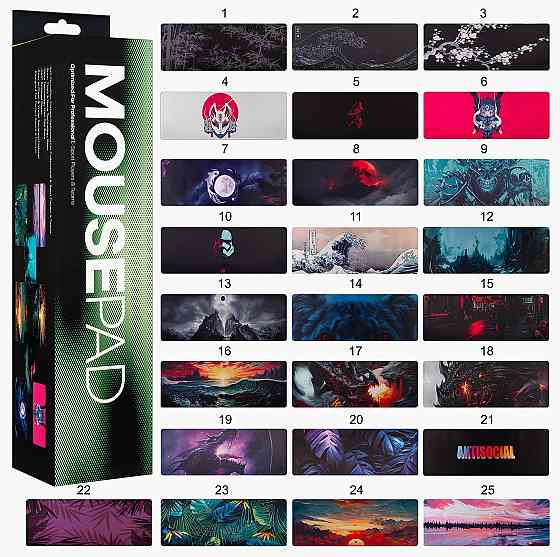 Коврик для мышки Xxl в ассортименте (300*900*3mm) (арт-2389) Макеевка