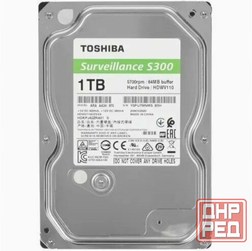 Жесткий диск 3.5" Toshiba S300 1 тб Surveillance (Hdwv110uzsva) (арт-2431) Донецк - изображение 1