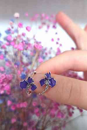 Серьги ирис серебро Донецк