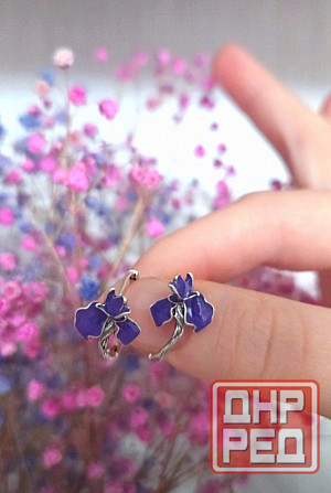 Серьги ирис серебро Донецк - изображение 3
