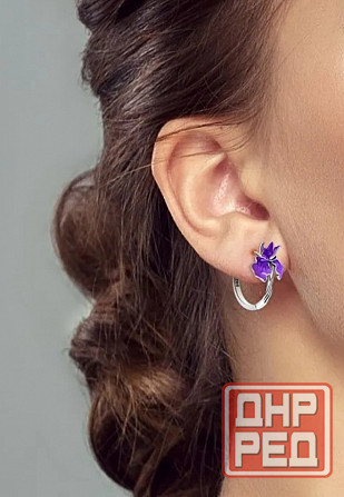 Серьги ирис серебро Донецк - изображение 1