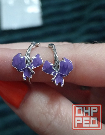 Серьги ирис серебро Донецк - изображение 2