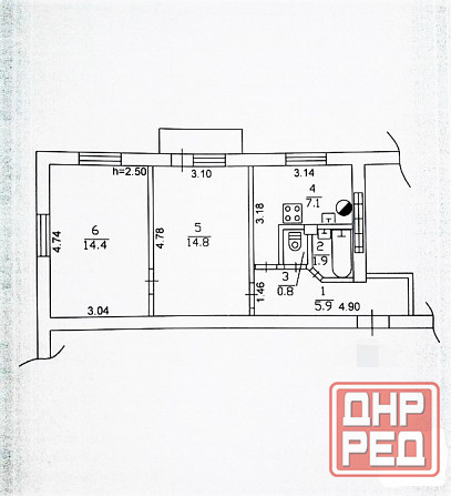 2-х комн., ул. Набережная/пл. Конституции. Требует ремонта. Донецк - изображение 1