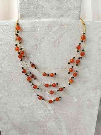 Бусы "Янтарные" с черным агатом Донецк