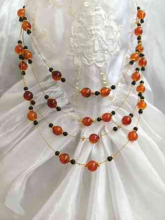 Бусы "Янтарные" с черным агатом Донецк