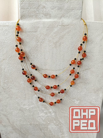 Бусы "Янтарные" с черным агатом Донецк - изображение 3