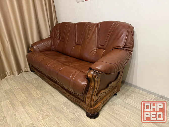 Продам кожаные диван и кресла Донецк - изображение 1