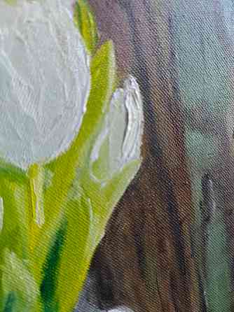 Картина маслом "Белые тюльпаны", 40×50 см, холст Донецк