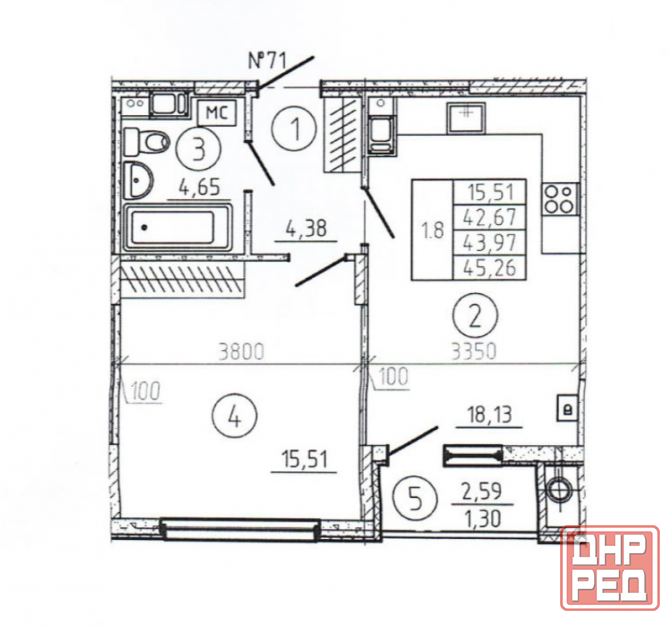 1к квартира с кухней гостинной Мариуполь - изображение 12