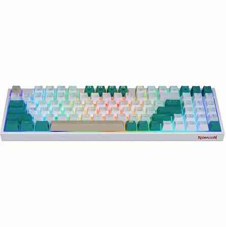 Игровая клавиатура Redragon Veigar Ru, Rgb, Bt+2.4g, бело-голубой, беспроводная (арт-8843) Донецк