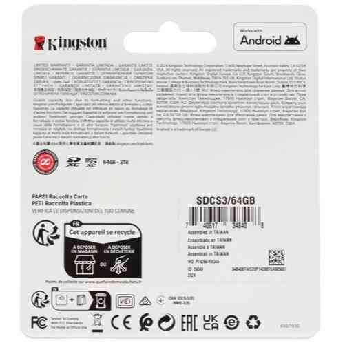 Карта памяти Kingston Microsdxc 64 гб [Sdcs3/64gb] (арт-1074) Донецк