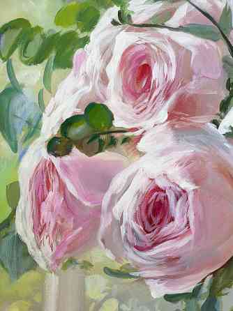 Купить картину маслом "Нежные розы" живопись, натюрморт, размер 30*40 см Донецк