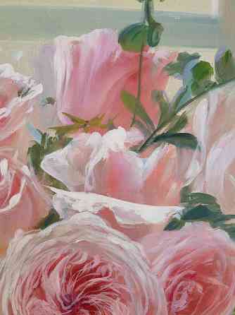 Купить картину маслом "Нежные розы" живопись, натюрморт, размер 30*40 см Донецк