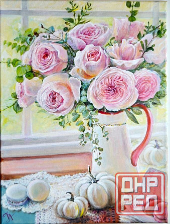 Купить картину маслом "Нежные розы" живопись, картина от художника, натюрморт, размер 30*40 см Донецк - изображение 1