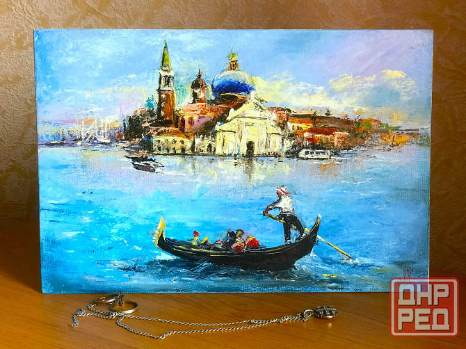 Купить картину маслом "Венеция", природа, картина в голубых тонах, море ,городской пейзаж Донецк - изображение 1