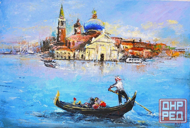 Купить картину маслом "Венеция", природа, картина в голубых тонах, море ,городской пейзаж Донецк - изображение 2