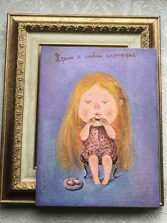 Купить картину маслом "Утром я люблю пирожные" портрет рыжей девочки, чайная церемония, завтрак Донецк