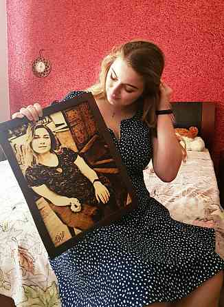 Огненный портрет\пано на дереве Мариуполь