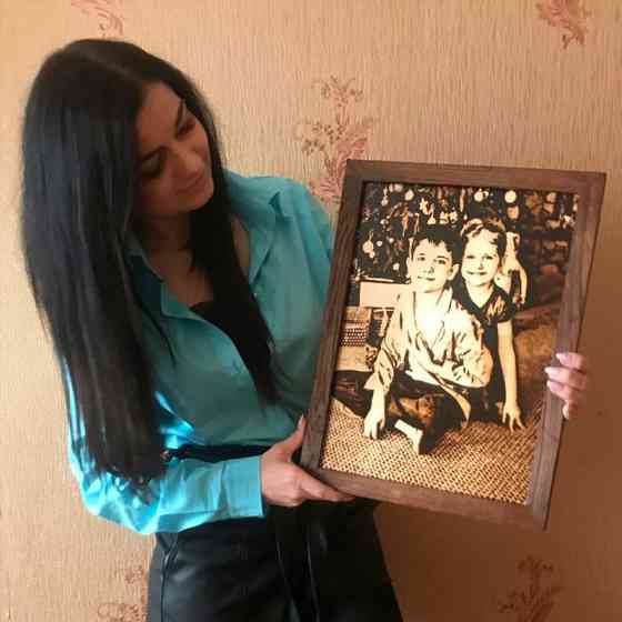 Огненный портрет\пано на дереве Мариуполь