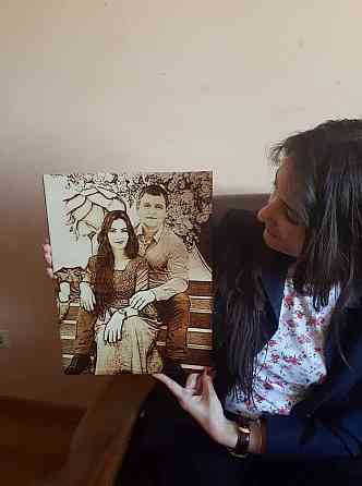 Огненный портрет\пано на дереве Мариуполь