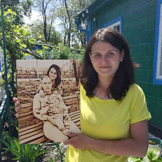 Огненный портрет\пано на дереве Мариуполь