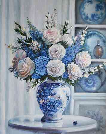 Купить картину маслом "Розы в китайской вазе". Скидка !!! к 8 марта 20% от указанной суммы! Донецк