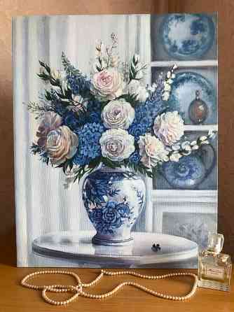 Купить картину маслом "Розы в китайской вазе". Скидка !!! к 8 марта 20% от указанной суммы! Донецк