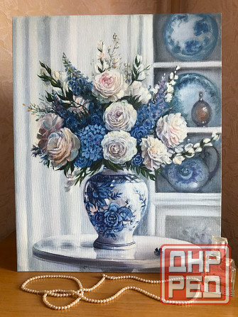 Купить картину маслом "Розы в китайской вазе". Скидка !!! к 8 марта 20% от указанной суммы! Донецк - изображение 1