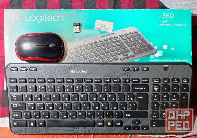 Клавиатура Logitech k360 + мышка + приемник USB Unifying Донецк - изображение 1
