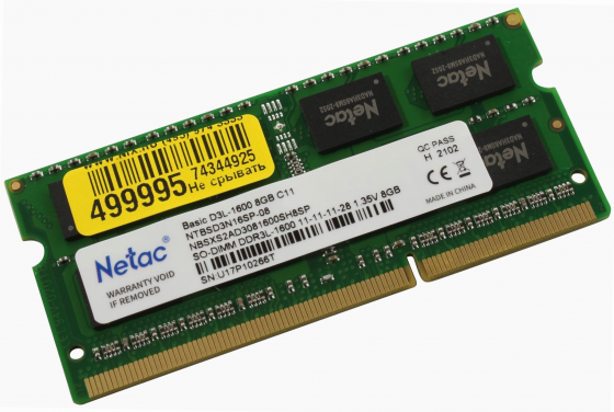 Оперативная память So-Dimm Ddr3l Netac Basics 8гб 1600 мгц Sodimm Cl11 Ntbsd3n16sp-08 (арт-9096) Макеевка