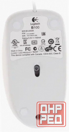 Мышь проводная Logitech B100 910-003360, 800dpi, белый (арт-2195) Макеевка - изображение 3