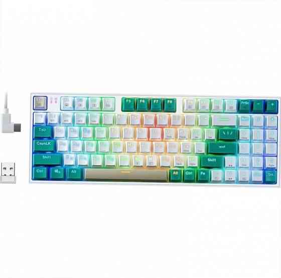 Игровая клавиатура Redragon Veigar Ru, Rgb, Bt+2.4g, бело-голубой, беспроводная (арт-3914) Донецк