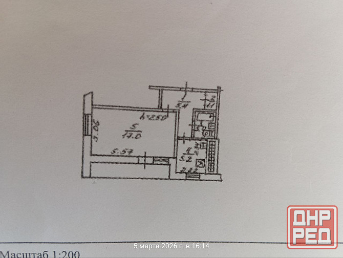 Крупногабаритная 1 ком. кв., 34.4м.кв., на Солнечном, ул.Скляренко, Мирный Донецк - изображение 8