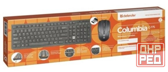 Беспроводной комплект клавиатура+мышь Defender Columbia C-775 Ru, черный, мультимедиа (арт-4788) Макеевка - изображение 2