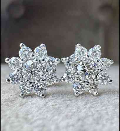 Серьги пуссеты из белого золота с бриллиантами Донецк