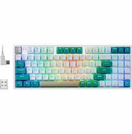 Игровая клавиатура Redragon Veigar Ru, Rgb, Bt+2.4g, бело-голубой, беспроводная (арт-8984) Макеевка