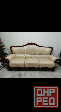 Продам кожаный диван и кресла Донецк - изображение 1