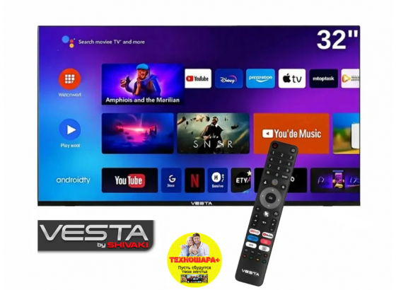32" тв Vesta V32NHCH001. Smart/Android14|Т2|HDR|Bluetooth|Голосовой помощник Донецк