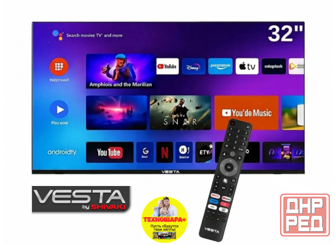 32" тв Vesta V32NHCH001. Smart/Android14|Т2|HDR|Bluetooth|Голосовой помощник Донецк - изображение 3